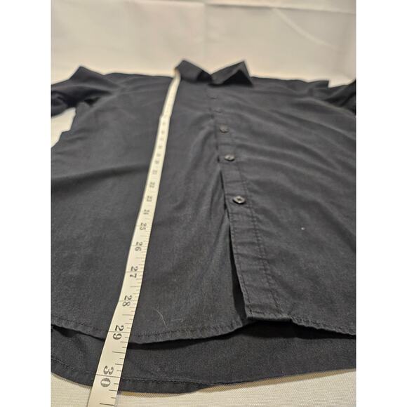 H&M Mens Size “M” Black Slim Fit Button Front Collared Dress Shirt Easy Iron - Picture 8 of 12